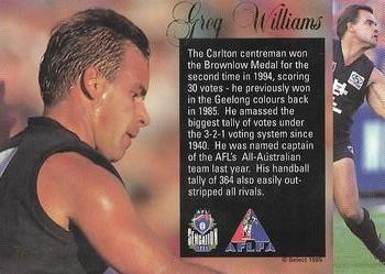 1995 Select AFL Sensation #13 Greg Williams Back